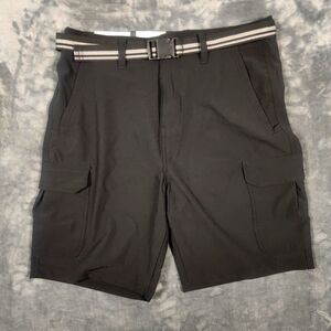 Denali Hybrid Cargo Shorts Mens Size 34 Black Stretch With Belt Light Weight